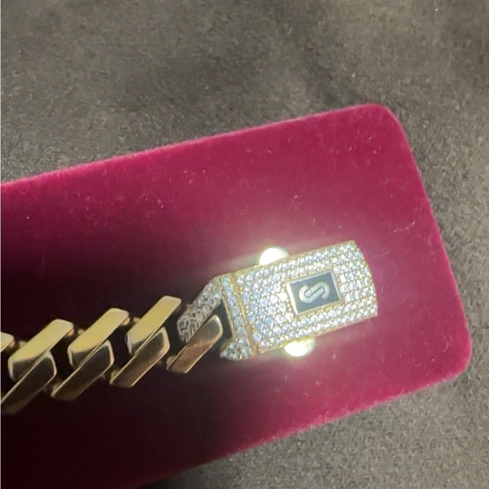 SOLD. Monaco Chain Bracelet 18k Solid Italian Gold